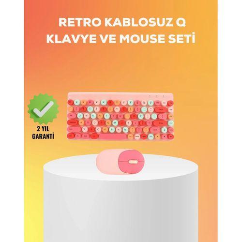 Renkli Retro Tuş Takımlı Klavye – 3 Cihaz Bağlantısı, Medya Kısayol Tuşları