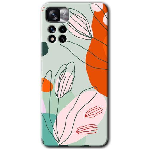 MRCİLETİSİM Xiaomi Redmi Note 11 Pro Plus 5G Kılıf HD Desen Baskılı Arka Kapak+Temperli Cam - Vektör Çiçekler
