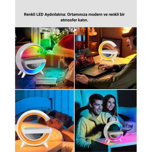 Kablosuz Şarjlı Led Masa Lambası Çalar Saat Ve Beyaz Gürültü Özellikli