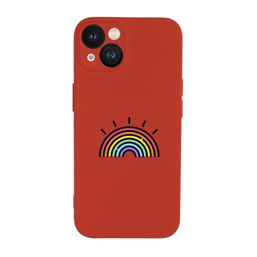 iPhone 13 Uyumlu Gökkuşağı Desenli Kamera Lens Korumalı Darbe Emici Silikonlu Lansman Kılıf
