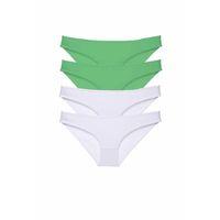 4 adet Eko Set Likralı Kadın Slip Külot Yeşil Beyaz