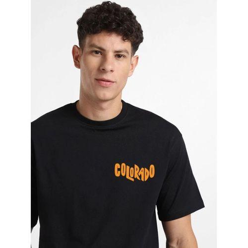 Erkek Baskılı Oversize T-shirt - Siyah