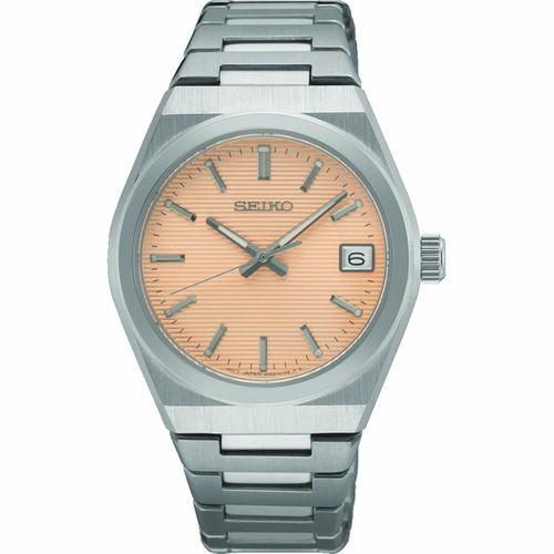 Seiko SUR577P1 Quartz Çelik Gri Somon Kadran Safir Cam 10 ATM 34 mm Kadın Kol Saati