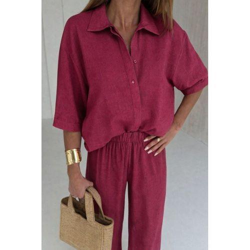 Kadın Krep Kumaş Gömlek Ve Ispanyol Paça Pantolon Ikili Takım