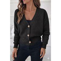 Kadın Uzun Kollu Düğme Detay Triko Hırka