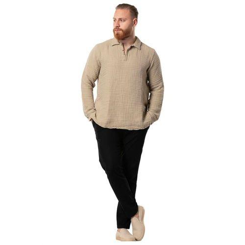Uzun Kol Double Müslin Erkek Sonbahar ve Kışlık Sweatshirt Vizon Vzn