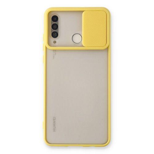 Newface Huawei P30 Lite Kılıf Palm Buzlu Kamera Sürgülü Silikon - Sarı
