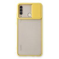 Newface Huawei P30 Lite Kılıf Palm Buzlu Kamera Sürgülü Silikon - Sarı