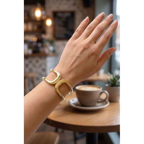 Gold Renk Pirinç Manşet Model Vintage Kelepçe Bilezik