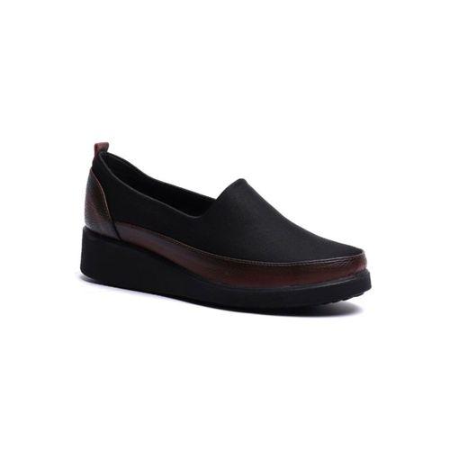 KUUM LONDON K152509 Bordo Siyah Dolgu Taban Kadın Ayakkabı