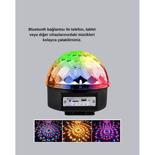 Led Disko Küresi Bluetooth Hoparlörlü Ritimle Senkronize Döner Işıklı