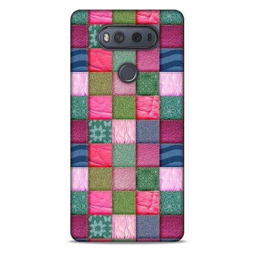 LG K61 Kılıf Patchwork (35) Fit Design Kılıf Toz Pembe Lacivert