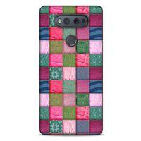 LG K61 Kılıf Patchwork (35) Fit Design Kılıf Toz Pembe Lacivert
