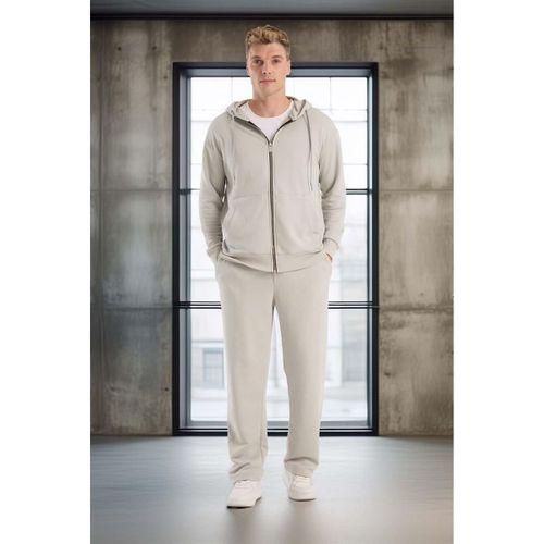 Haneke Regular Kalıp Diagonal 3 İplik Fermuarlı Kapüşonlu Erkek Sweatshirt - Mineral Gri