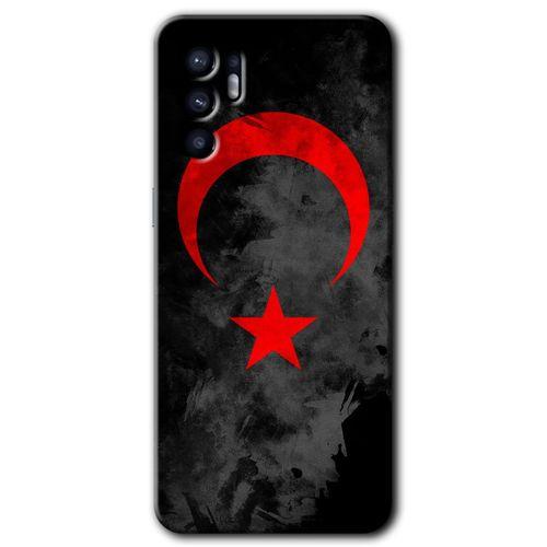 Potkal Hediye Fabrikası Oppo Reno 6 Kılıf HD Desen Baskılı Arka Kapak - Black Ayyıldız