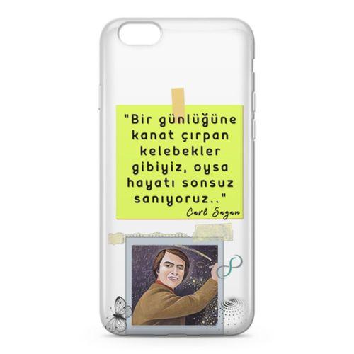 Apple iPhone 6 6s Kılıf Caps Carl Sagan Arka Kapak Koruma Desenli Full Koruyucu