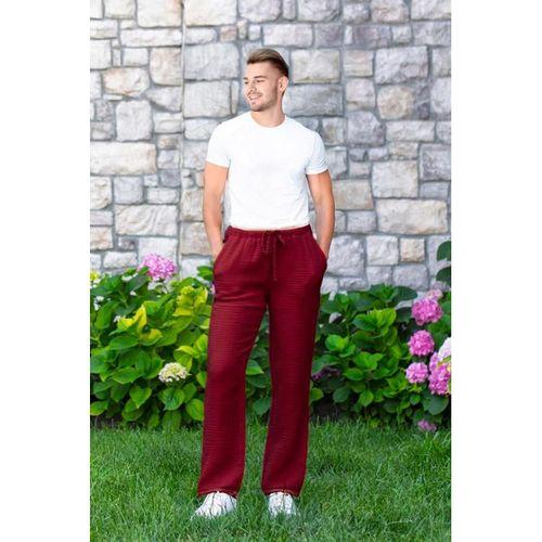Beli Lastikli Multi Çift Cepli Müslin Kadın/Erkek Unisex Yazlık Pantolon Bordo Brd