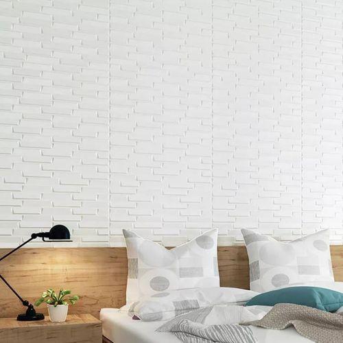 Nw55 Opak Küçük Taş Desen Kendinden Yapışkanlı Sünger Esnek Beyaz Duvar Paneli 70x77 Cm 6 Adet