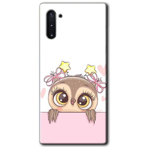 MRCİLETİSİM MRCİLETİSİM Samsung Galaxy Note 10 Kılıf HD Desen Baskılı Arka Kapak + Temperli Cam - Sevimli Baykuş