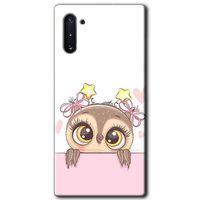 MRCİLETİSİM MRCİLETİSİM Samsung Galaxy Note 10 Kılıf HD Desen Baskılı Arka Kapak + Temperli Cam - Sevimli Baykuş