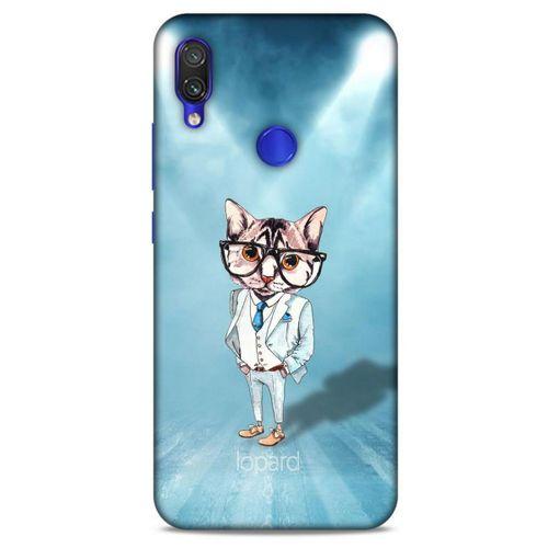Xiaomi Redmi Note 7 Kılıf FunnyMaX (40) Fit Silikon Kılıf Açık Mavi Kedi