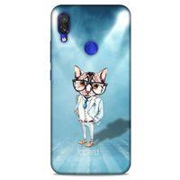 Xiaomi Redmi Note 7 Kılıf FunnyMaX (40) Fit Silikon Kılıf Açık Mavi Kedi