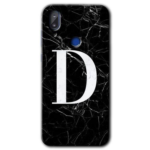 Vestel E5 Kılıf HD Desen Baskılı Arka Kapak - Siyah Mermer Desenli D Harfi + Kırılmaz Cam