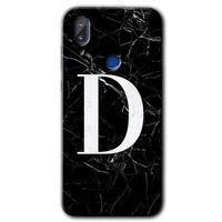 Vestel E5 Kılıf HD Desen Baskılı Arka Kapak - Siyah Mermer Desenli D Harfi + Kırılmaz Cam