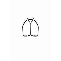 Siyah Göğüs Harness Deri Yüksek Yaka Halka Detaylı - Brf245