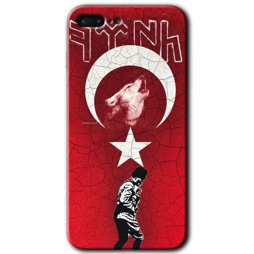 MRCİLETİSİM iPhone 7 Plus Kılıf HD Desen Baskılı Arka Kapak + Temperli Cam - Bozkurt Atam