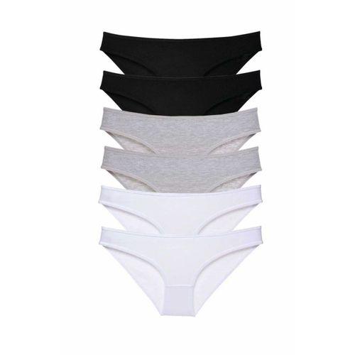 6 adet Süper Eko Set Likralı Kadın Slip Külot Siyah Gri Beyaz