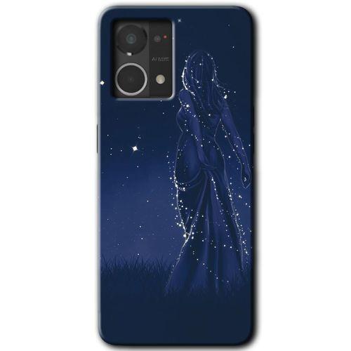 Oppo Reno 7 4G Kılıf HD Desen Baskılı Arka Kapak+Temperli Cam - Gecenin Kraliçesi