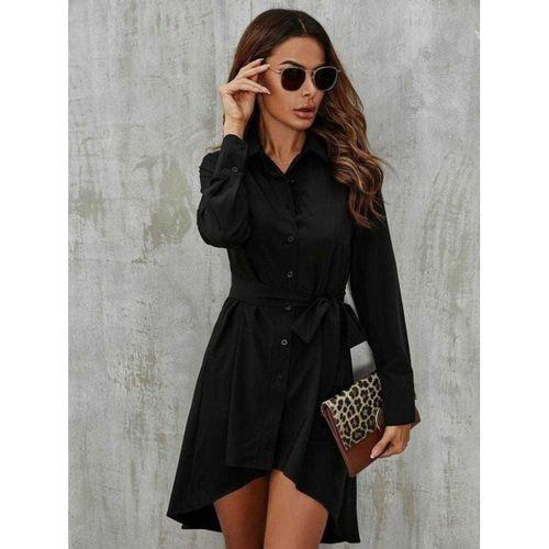 Kadın Uzun Kollu ön Kısım Kısım Arka Kısım Uzun Trikoton Gömlek Elbise