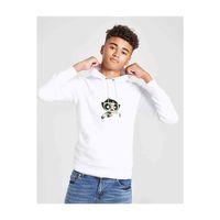 Powerpuff Girls Baskılı Unisex Çocuk Kapüşonlu Beyaz Sweatshirt
