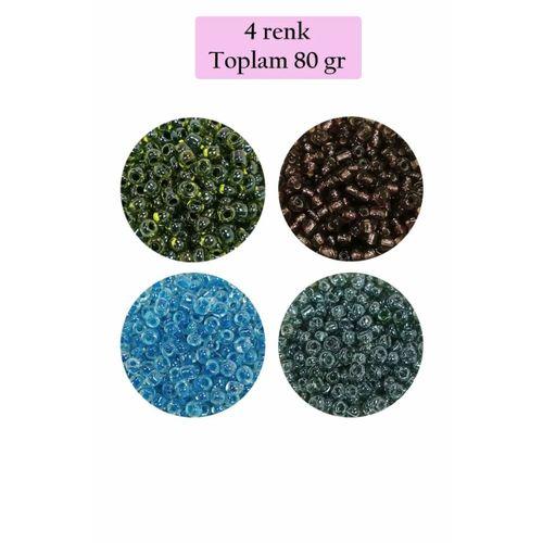 Dökme Cam Kum Boncuk (8/0) 3 mm - 4 Renk - Toplam 80 Gram - BNC423