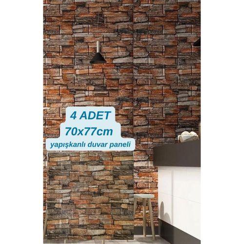 NW47 Kendinden Yapışkanlı  Çok Renkli Taş Siyah Kırmızı Sarı  Duvar Paneli 70x77 cm 4 Adet