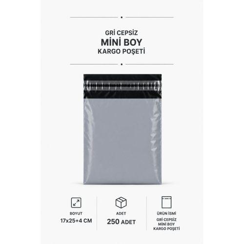 Gri Cepsiz Mini Boy Kargo Poşeti 17x25+4 Cm 250 Adet