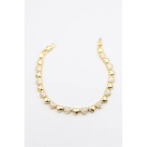 Kalp Taşlı Vip Bileklik - Altın