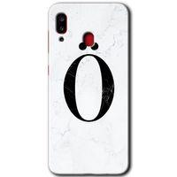 Samsung Galaxy A30 HD Baskılı Kılıf + 9D Tam Ekran Koruyucu - Beyaz Mermer Desenli Ö Harfi