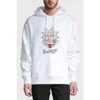 Rick And Morty Baskılı Beyaz Erkek Kapşonlu Sweatshirt