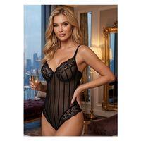 Siyah Çizgili Bodysuit - 876