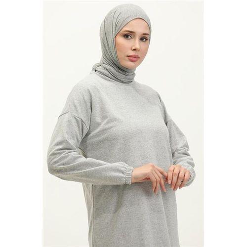 Yırtmaçlı Bisiklet Yaka Sade Basic Eşofman Spor İkili Takım - 03060.008 - Gri