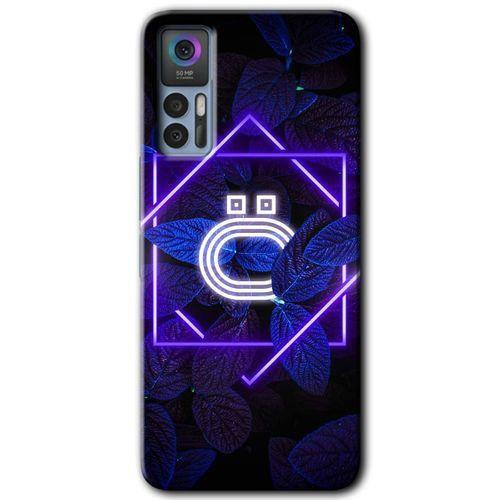 TCL 30 Plus Kılıf HD Desen Baskılı Arka Kapak - Dark Neon Yaprak Ö Harfi