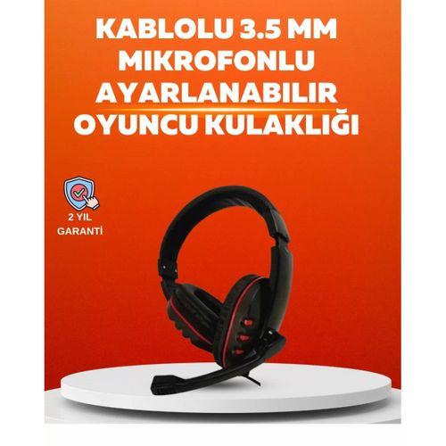 Stereo Kırmızı  Kulaklığı Yumuşak Pedli Mikrofonlu