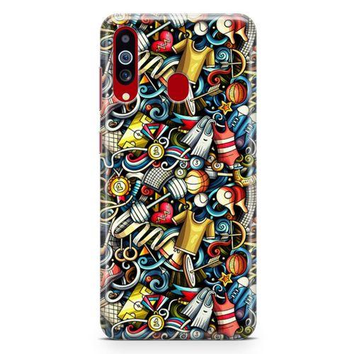 Samsung Galaxy A20s Kılıf Dambıl Bilardo Doodle Arka Kapak Koruma Desenli Full Koruyucu
