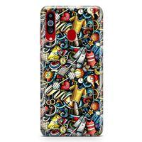 Samsung Galaxy A20s Kılıf Dambıl Bilardo Doodle Arka Kapak Koruma Desenli Full Koruyucu
