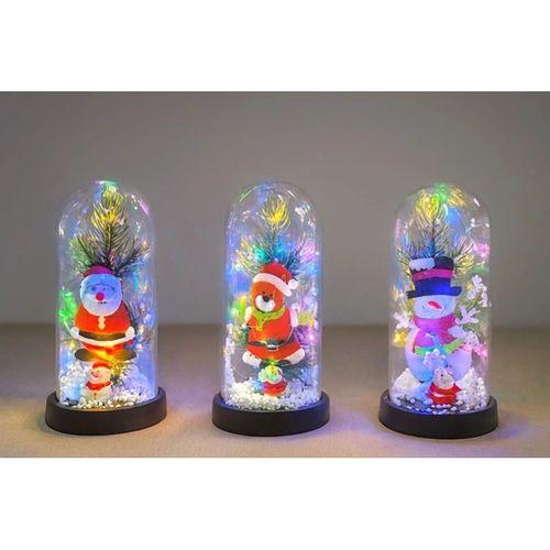 Yılbaşı Temalı Işıklı  Dekoratif Cam Fanus Alk5075