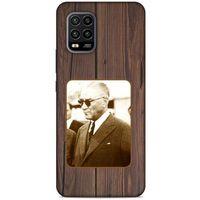 Xiaomi Mi 10 Lite Kılıf Atatürk (28) Arka Kapak Kahve Tahta
