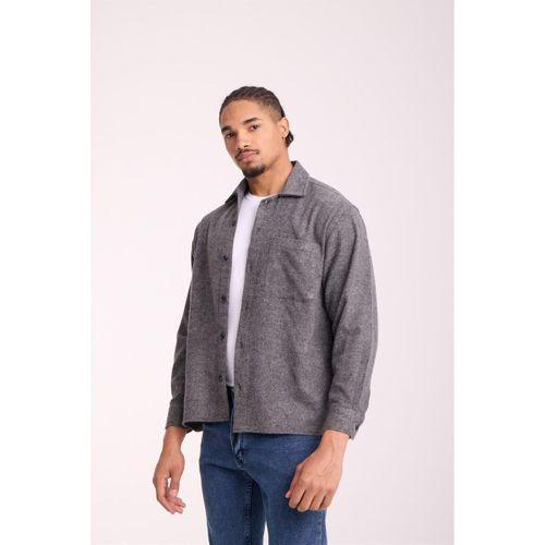 Frankel Kaşe Kumaş Tek Cepli Relaxed Fit Erkek Gömlek - Açık Gri