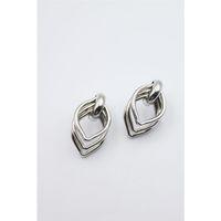 Metal Halka Küpe - Gümüş